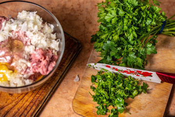 Chopping parsley