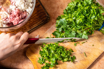Chopping parsley