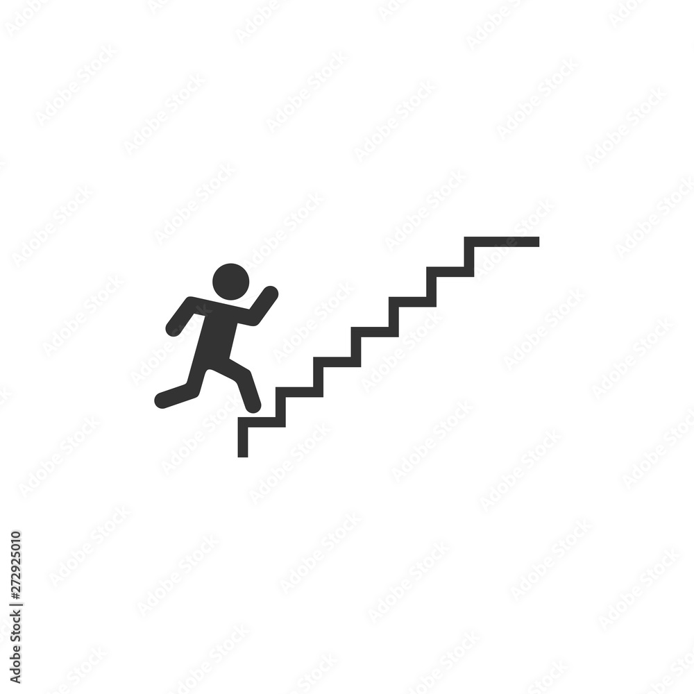Poster man on stairs going up. people icon. vector icon for apps and websites.