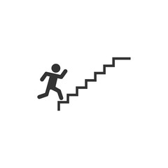 Man on stairs going up. People icon. Vector icon for apps and websites.