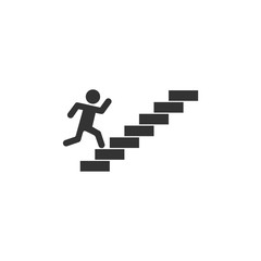 Man on stairs going up. People icon. Vector icon for apps and websites.