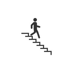 Man on stairs going down. People icon. Vector icon for website or business