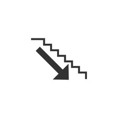 stairs down symbol. Stairs icon upward, downward, isolated vector illustration