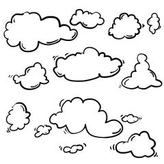 Fotobehang handdrawn doodle cloud illustration in cartoon style vector © devitaayu