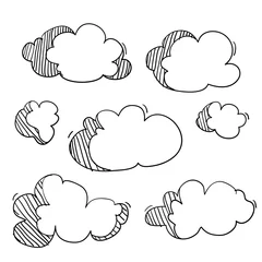 Schilderijen op glas handdrawn doodle cloud illustration in cartoon style vector © devitaayu