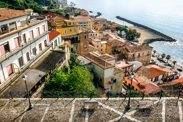 Panoramic view at the bay and town in Pizzo Calabro, Vibo Valentia district, Calabria, Italy. May 2012