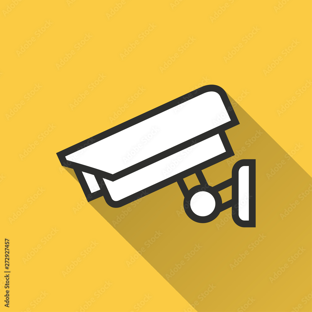 Poster security camera - vector icon for graphic and web design.