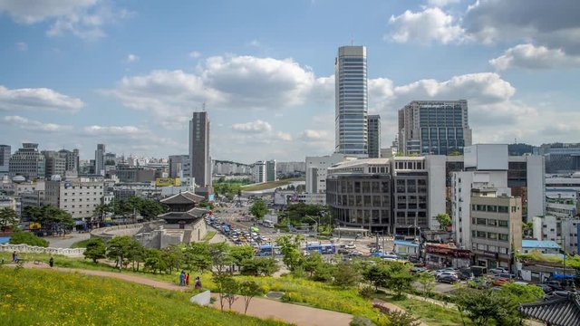 4K,Time lapse. The scenery of Seoul, the capital of South Korea