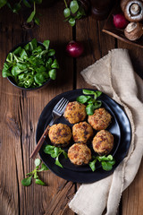 stuffed with minced meat and baked Champignons