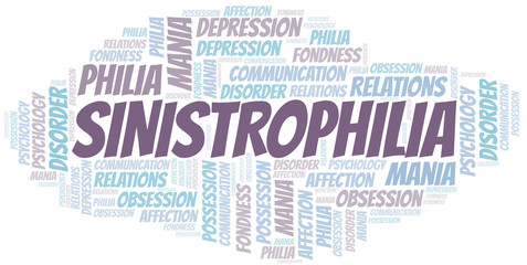 Sinistrophilia word cloud. Type of Philia.