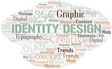 Identity Design word cloud. Wordcloud made with text only.