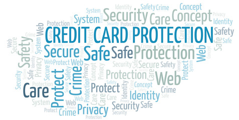 Credit Card Protection word cloud. Wordcloud made with text only.