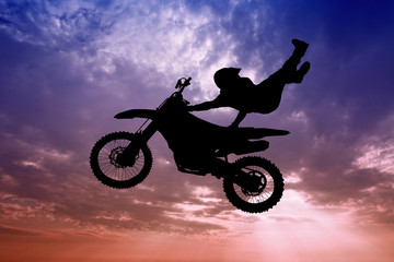 Fototapeta na wymiar illustration of freestyle motorcross at sunset