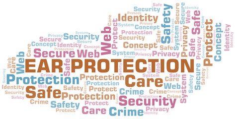 Ear Protection word cloud. Wordcloud made with text only.