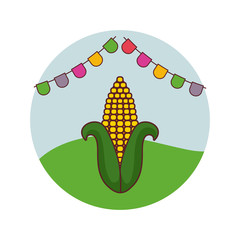 fresh cob with garlands in frame circular