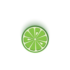 The paper is sliced with cut lime citrus, an excellent design for any purpose. Summer, sweet green lemon juicy food. Vector card 3d illustration. Tropical papercraft layers fruit