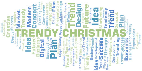 Obraz premium Trendy Christmas word cloud. Wordcloud made with text only.