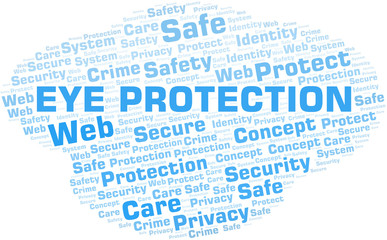 Eye Protection word cloud. Wordcloud made with text only.