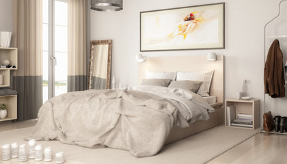 Contemporary Bedroom Arrangement (focused) - 3d visualization