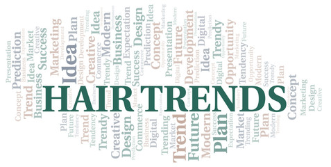 Fototapeta premium Hair Trends word cloud. Wordcloud made with text only.