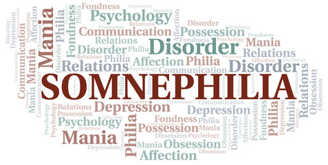 Somnephilia word cloud. Type of Philia.