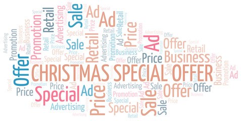 Fototapeta premium Christmas Special Offer word cloud. Wordcloud made with text only.