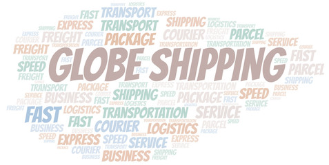 Fototapeta premium Globe Shipping word cloud. Wordcloud made with text only.