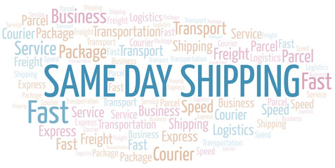 Same Day Shipping word cloud. Wordcloud made with text only.