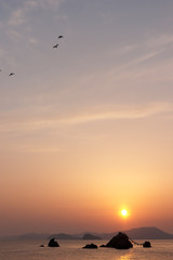 三重県の観光名所二見浦の夫婦岩の風景