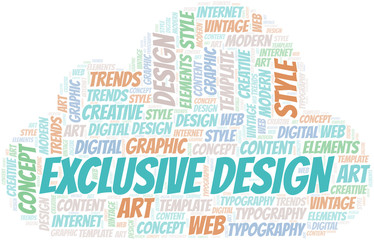 Obraz premium Exclusive Design word cloud. Wordcloud made with text only.