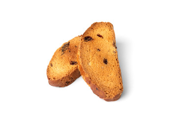 Crispy rusk isolated on white background.