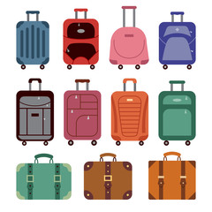 Set of suitcases icons.