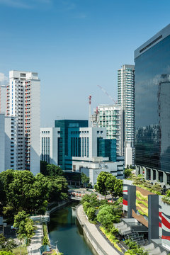Singapore rochor canal riverfront cityscape aerial view