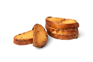 Crispy rusk isolated on white background.