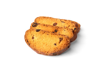 Crispy rusk isolated on white background.