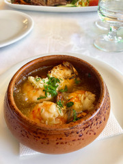 bowl of garlic prawns