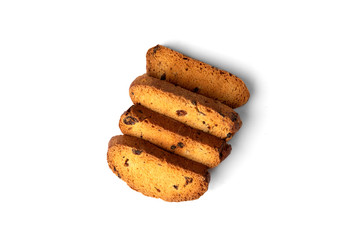 Crispy rusk isolated on white background.