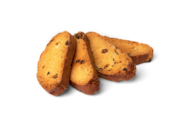 Crispy rusk isolated on white background.