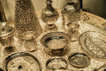 Indian traditional style silver tableware whole set