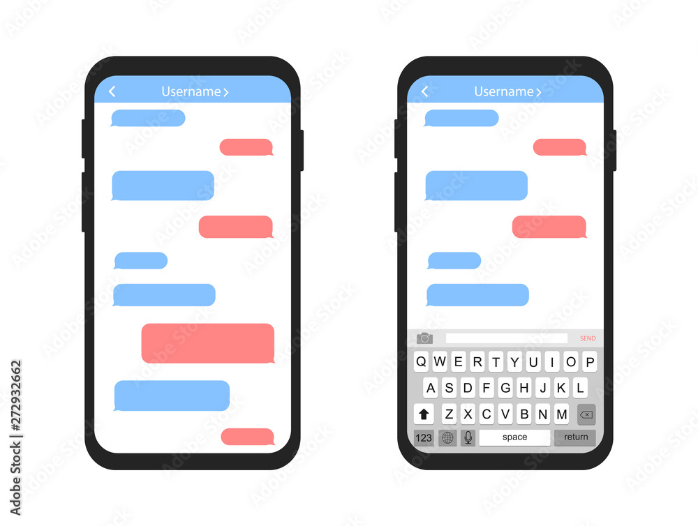 Poster mobile phone with message bubbles. empty messages. interface sms chat.