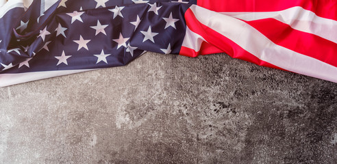 Close-up of American flag on dark grunge background