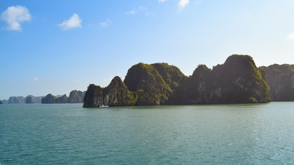 Halong bay at in Vietnam, South Asia. Panoramic view. Travel and tourist destination. Natural background