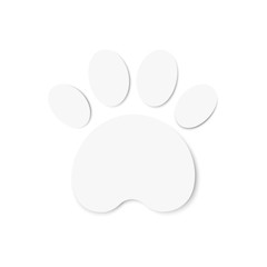 Paw print icon. White sticker.