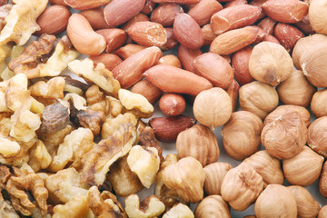 Different nuts forming background