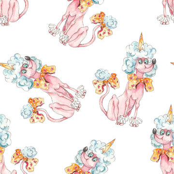 Circus characters  vintage watercolor drawing seamless pattern  illustration