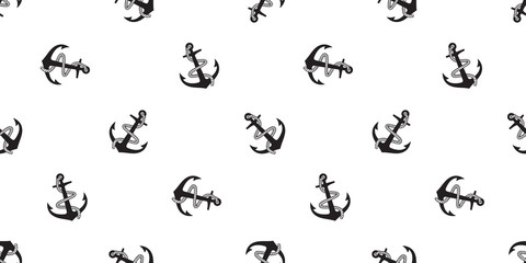 Anchor seamless pattern vector boat helm pirate maritime Nautical sea ocean scarf isolated repeat wallpaper tile background design