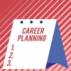 Text sign showing Career Planning. Business photo showcasing A list of goals and the actions you can take to achieve them Modern fresh and simple design of calendar using hard folded paper material