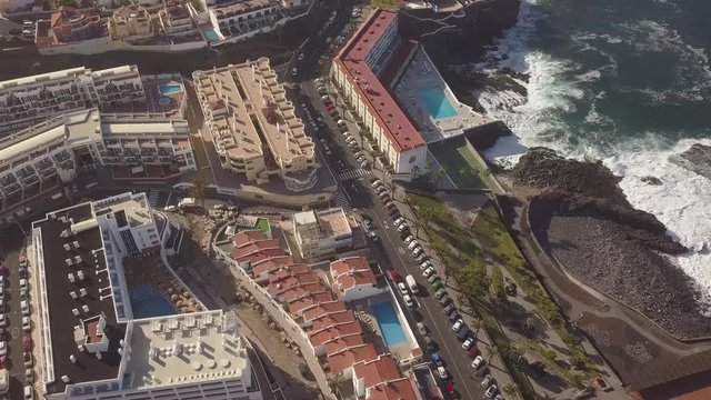 Flying over the street Maritimo Puerto de Santiago