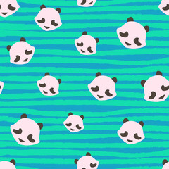 Panda bear cute strips animal seamless pattern