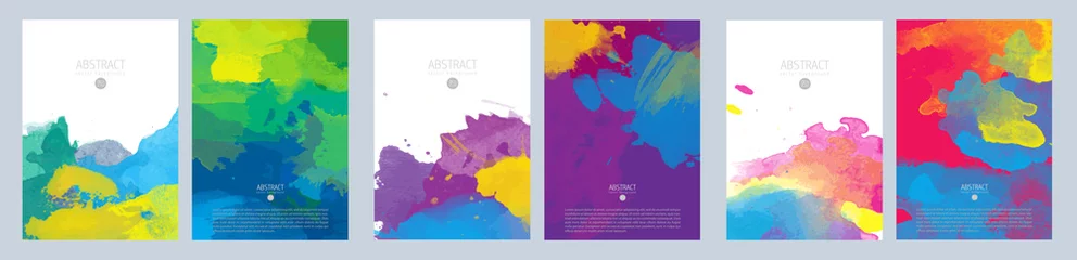 Deurstickers Heldere kleurrijke vector verf splash achtergrond sjabloon set voor brochure, poster of flyer © Eva Kali